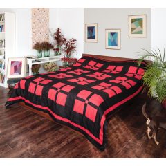 Piros fekete kockás ágytakaró